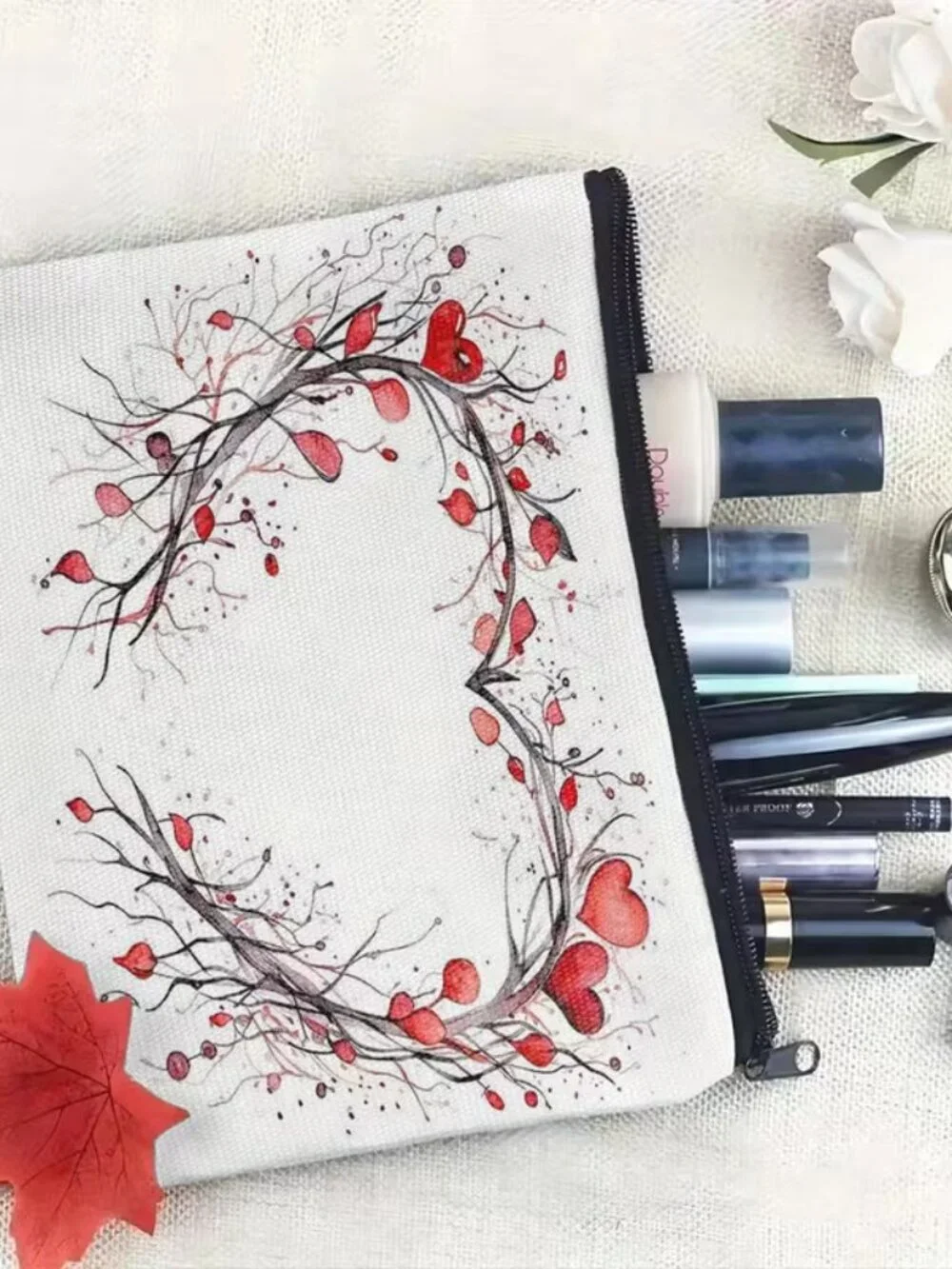 Whimsical Heart-Shaped Cosmetic Bag
